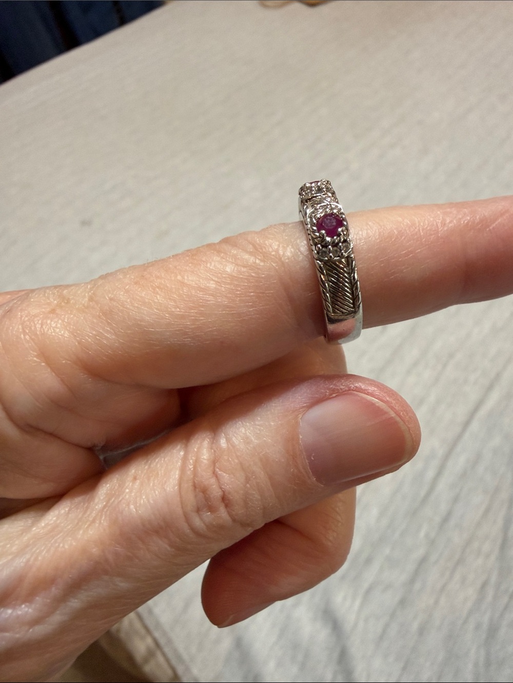 Judith Ripka SS Ruby ring - Picture 2 of 9